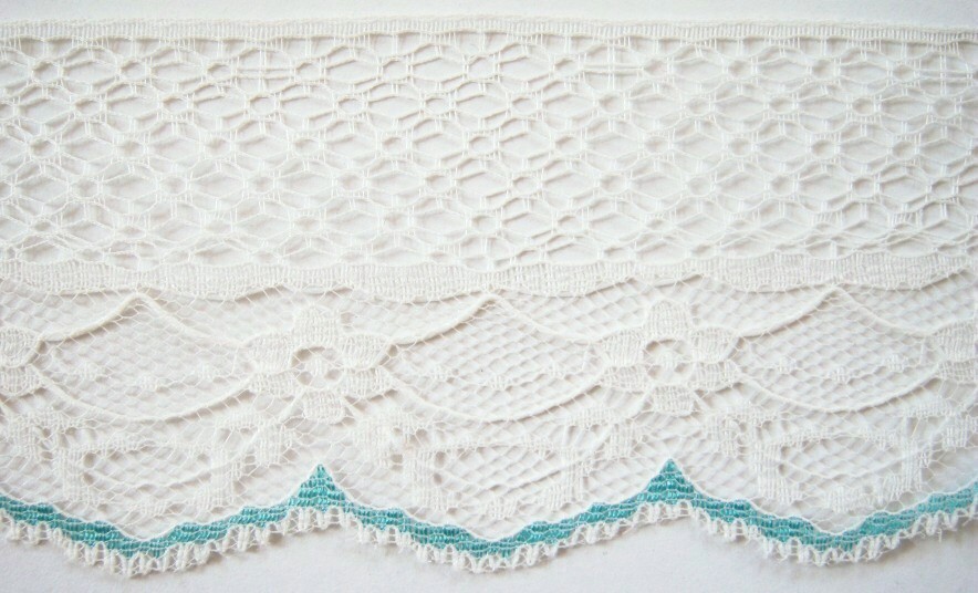 Ivory/Seafoam 2 1/2" Nylon Lace