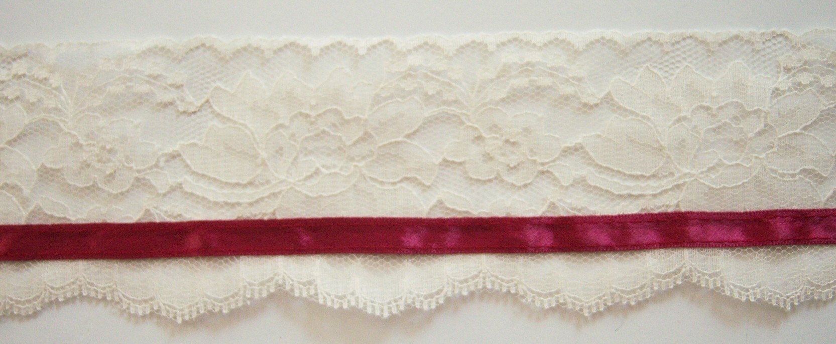 Ivory/Wine Satin 3" Nylon Lace