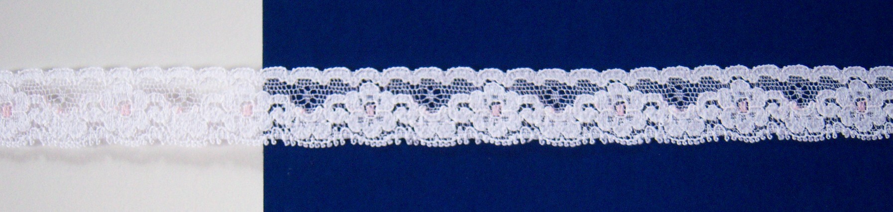 White/Pink 7/8" Nylon Lace