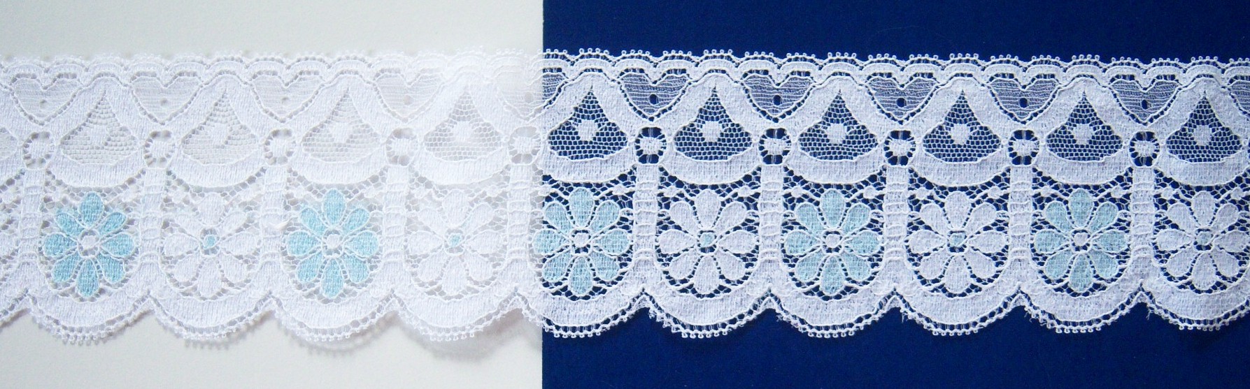 White/Blue 2 3/4" Nylon Lace