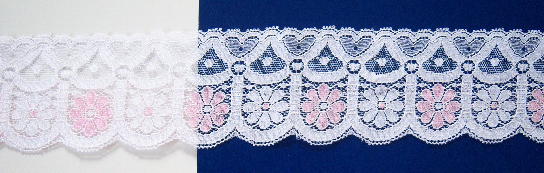 White/Pink 2 3/4" Nylon Lace