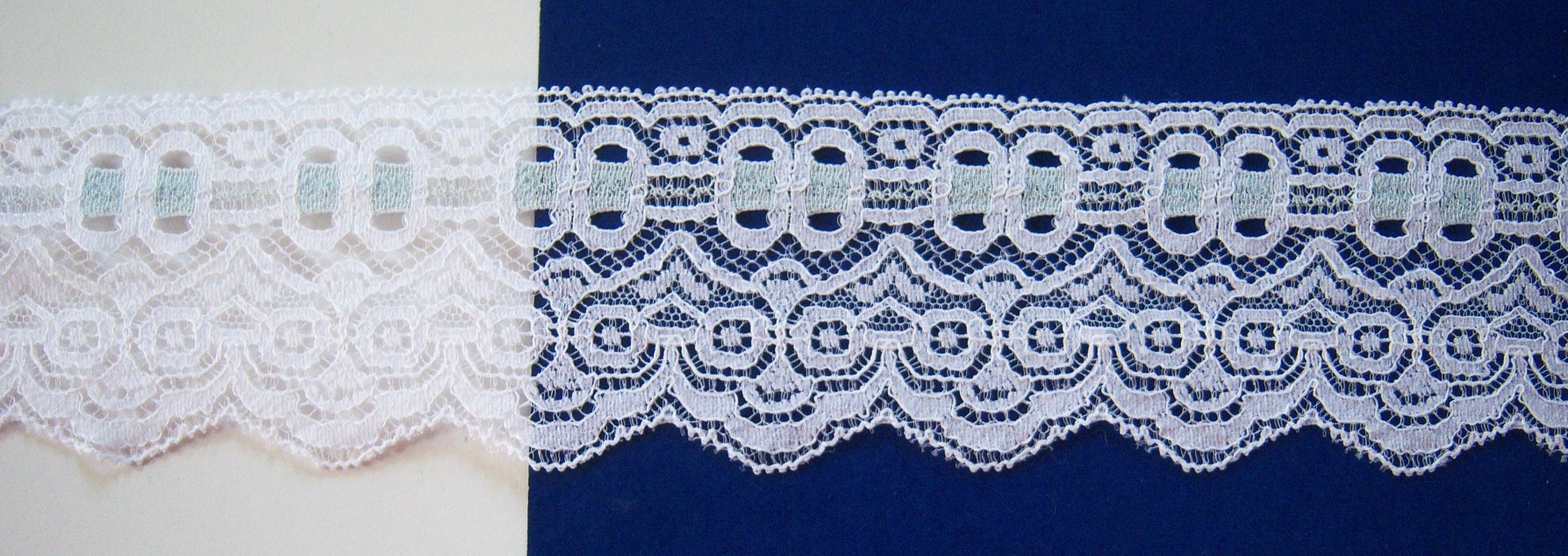 White/Blue Mist 2 3/8" Nylon Lace