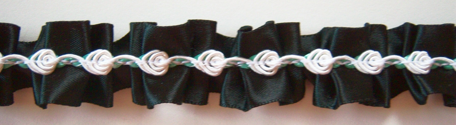 Black 1" Satin Ribbon/White/Mint Rosebraid