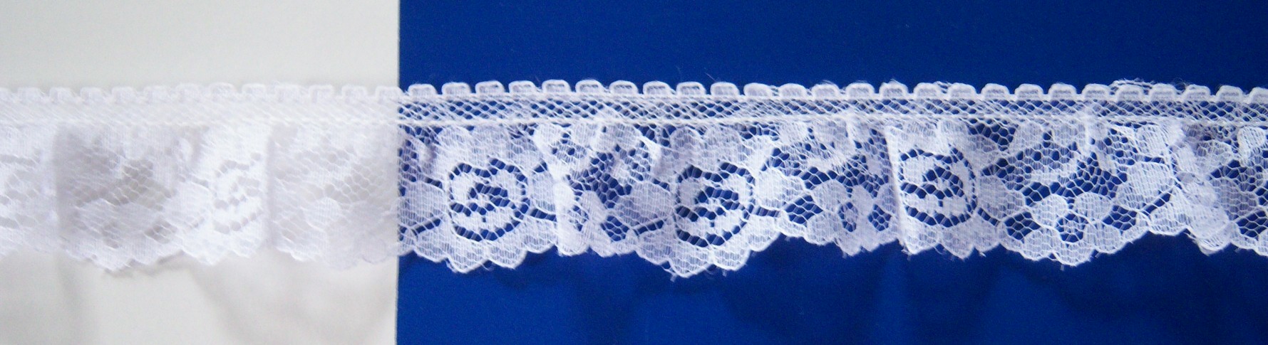 White 1 1/4" Ruffled Lace