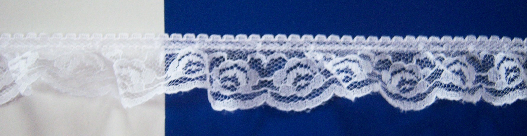 White 1 1/4" Gathered Nylon Lace