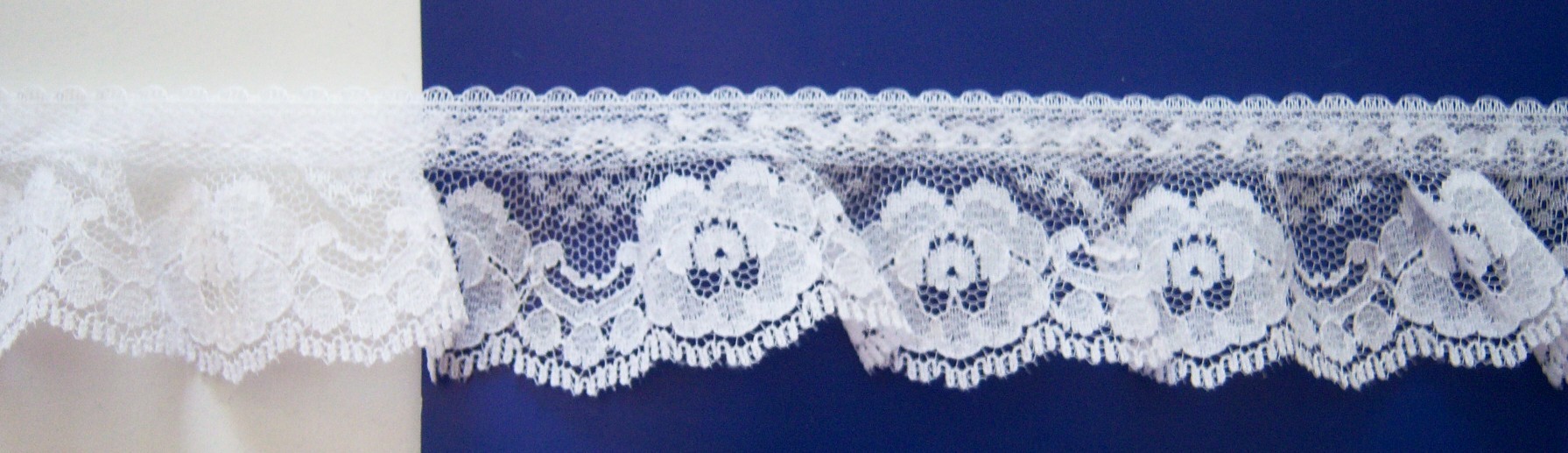 White 1 1/2" Ruffled Lace