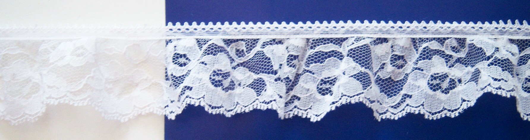 White 1 3/4" Gathered Lace