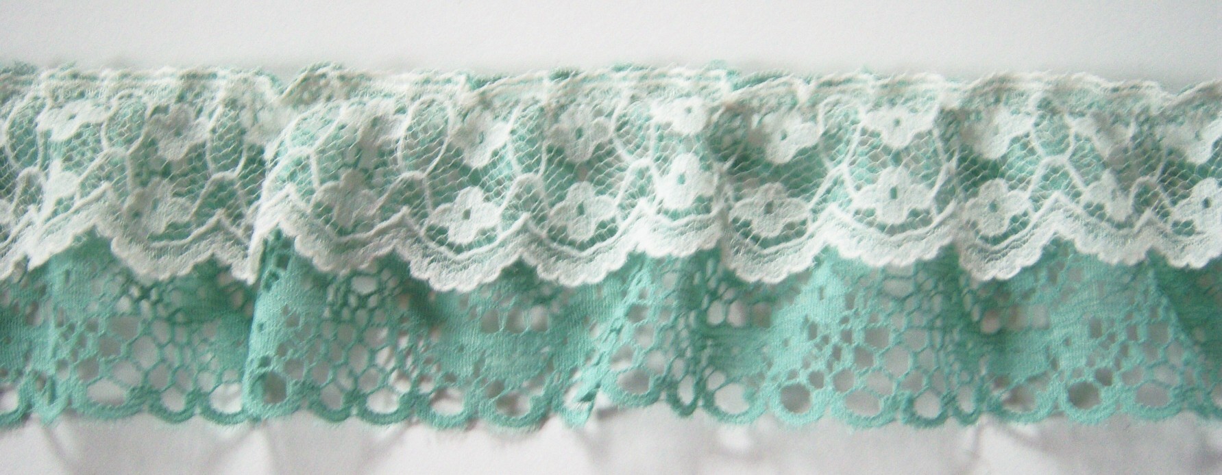 Candlelight/Seafoam 2" Double Gathered Lace