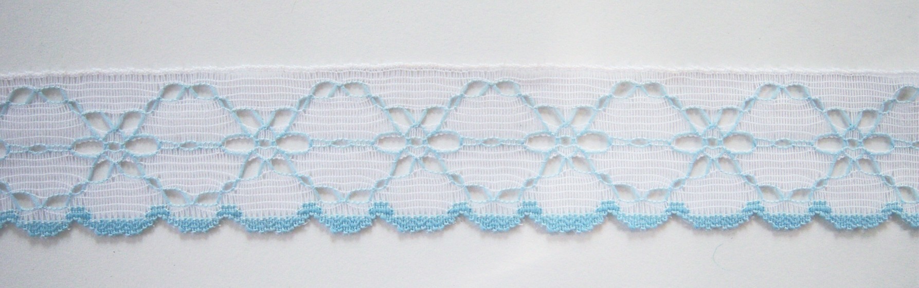 White/Light Aqua 1 1/4" Nylon Lace