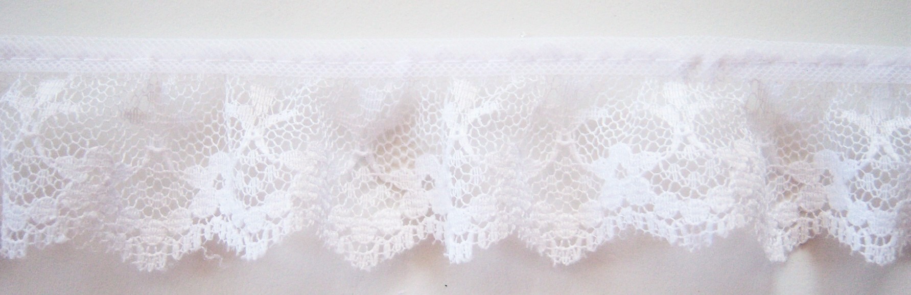 White 1 1/4" Ruffled Lace