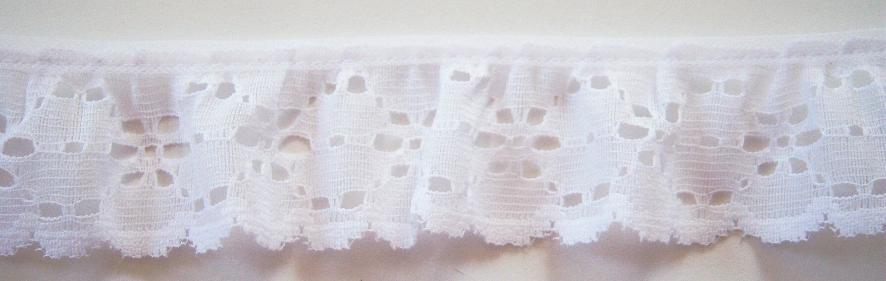 White 1 3/8" Ruffled Lace