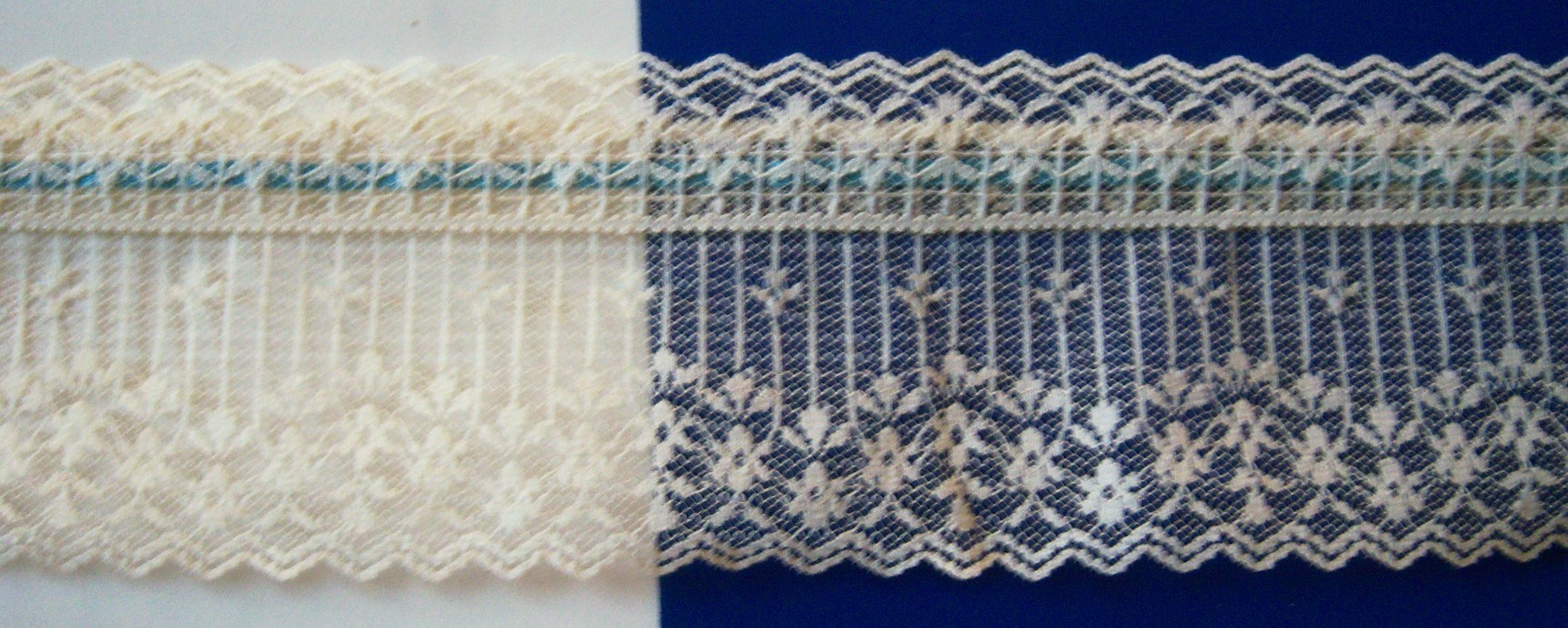 Natural/Blue Nylon 3 1/4" Lace