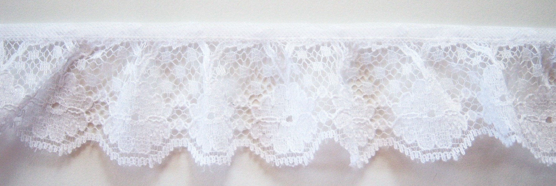 White 1 5/8" Ruffled Lace