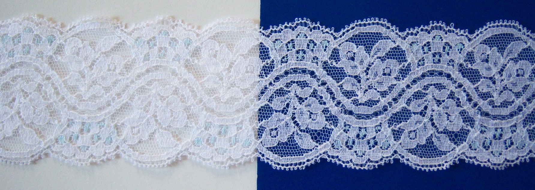 White/Blue Nylon 2 3/4" Lace