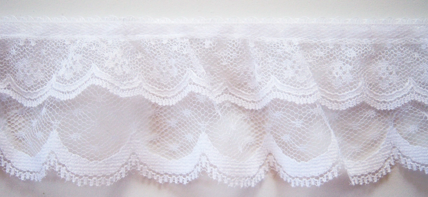 White/White Double Gathered Lace