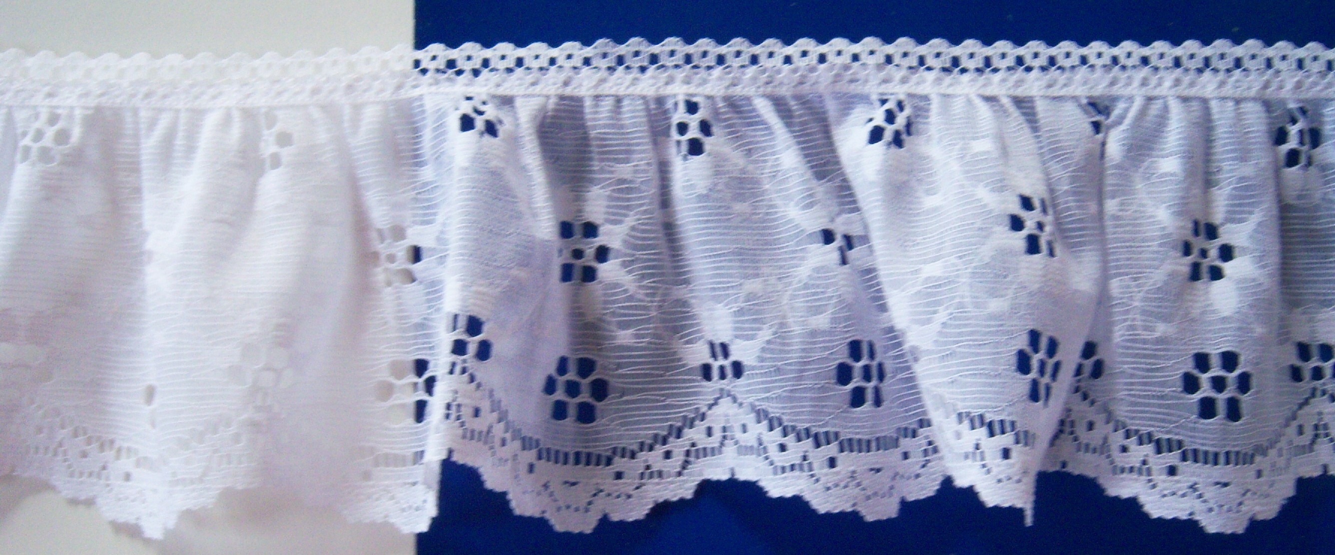 White 3 3/4" Gathered Lace