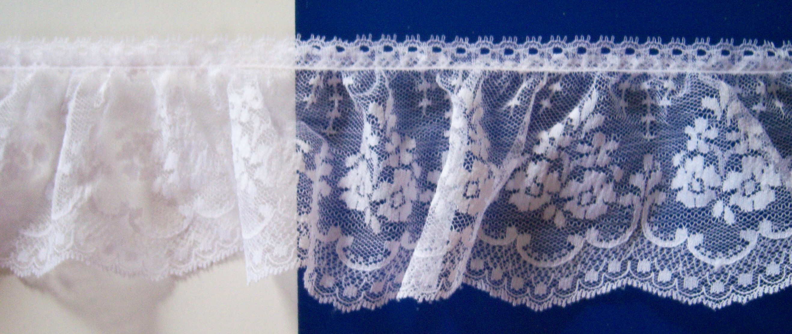 White 3 3/4" Gathered Lace