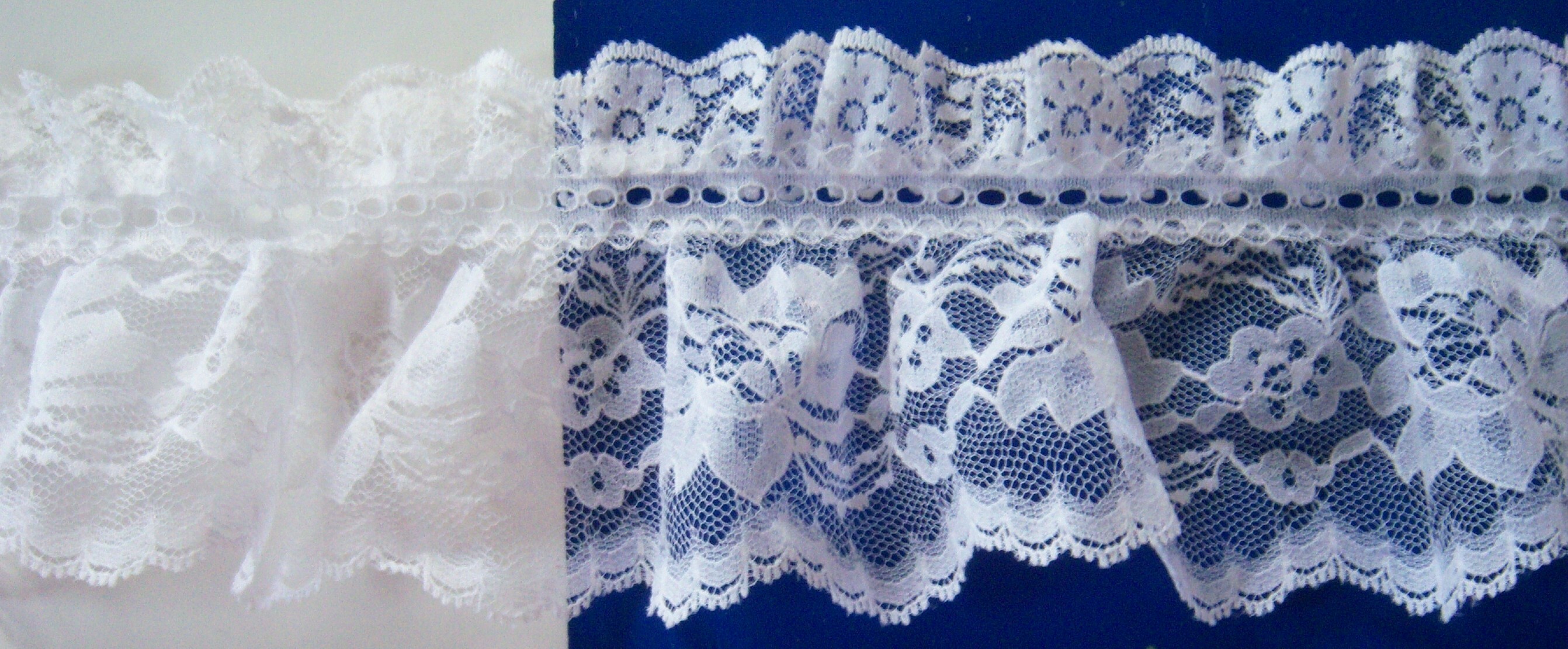 White/White 4 1/4" Ruffled Lace