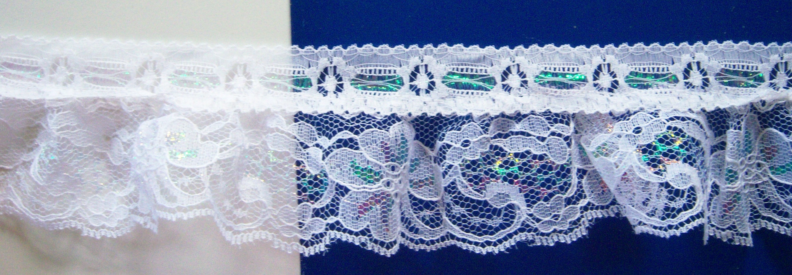 White Iridescent 2 1/2" Gathered Lace