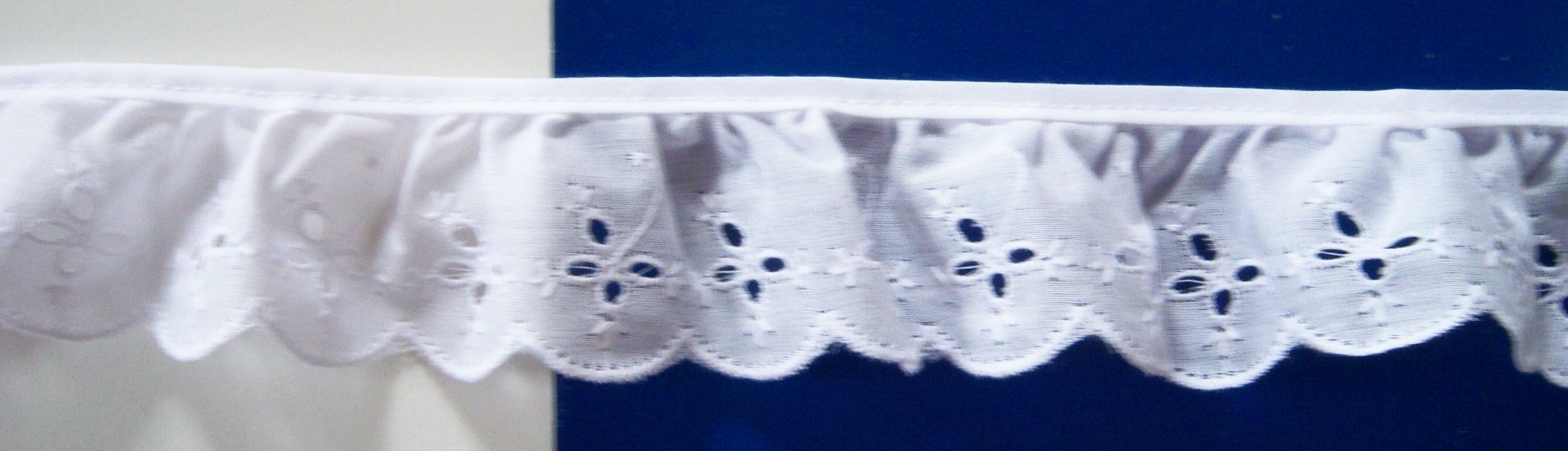 White 1 3/4" Gathered Eyelet