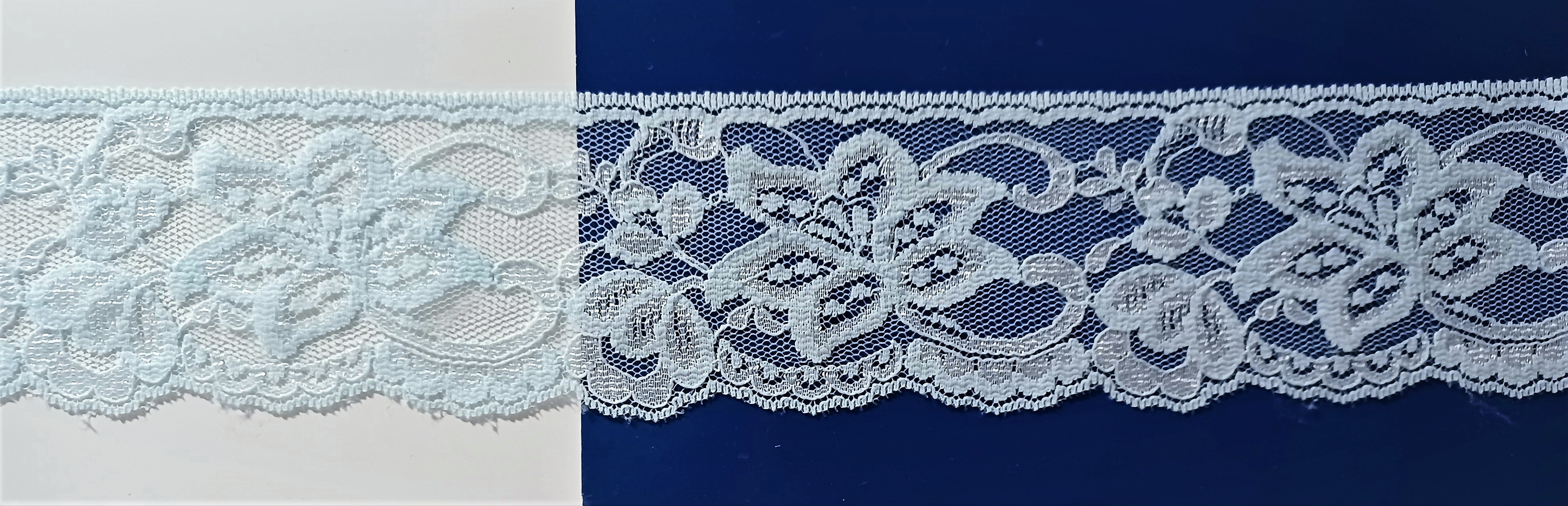 Elaine Blue/Shiny White 2 1/2" Lace