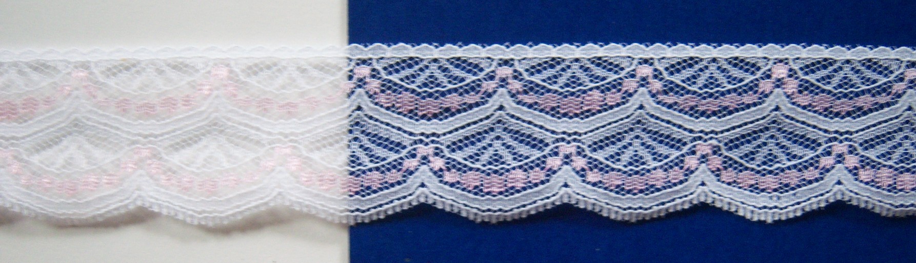 White/Shiny Pink 1 3/4" Lace