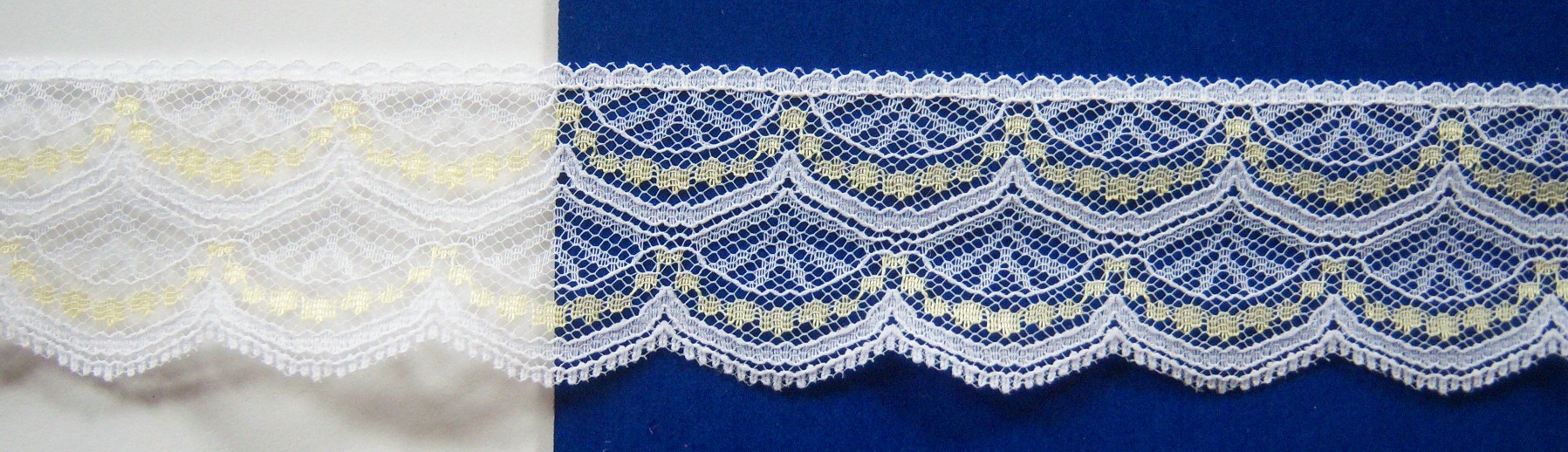 White/Shiny Yellow 1 3/4" Lace