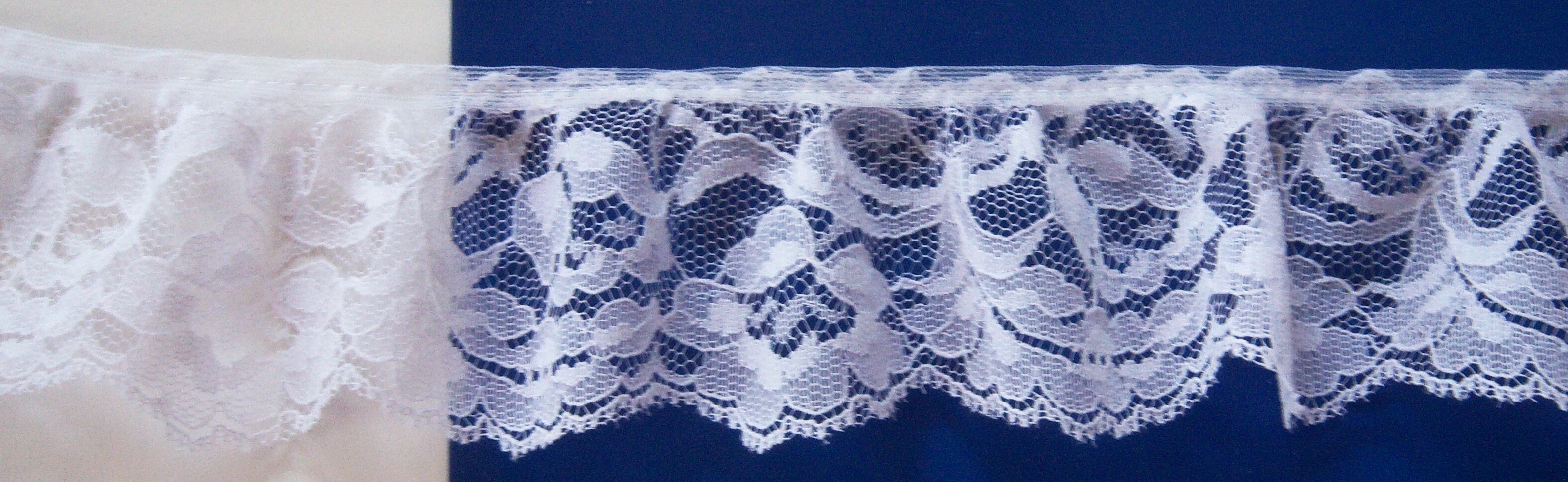 White 2 1/2" Ruffled Lace