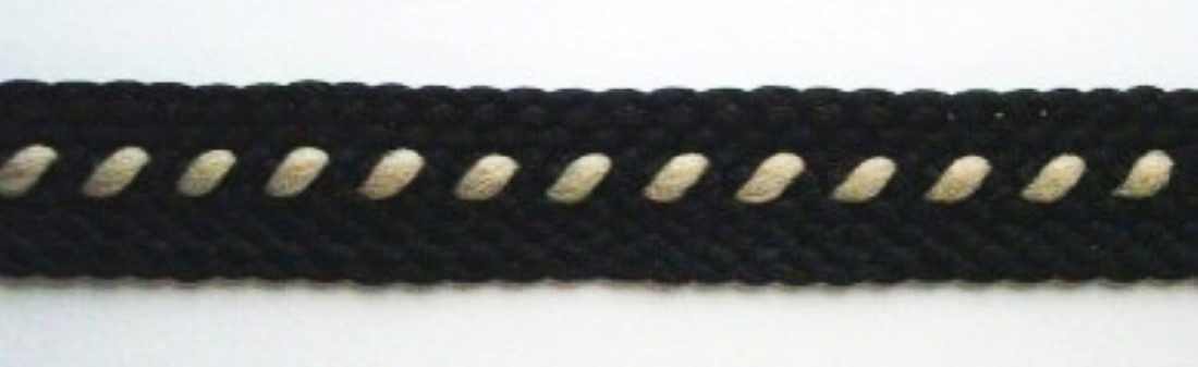 Black/Tan Center 1/2" Braid