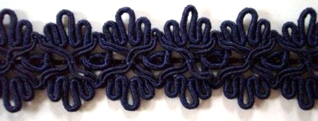 Navy Scroll 1" Open Braid