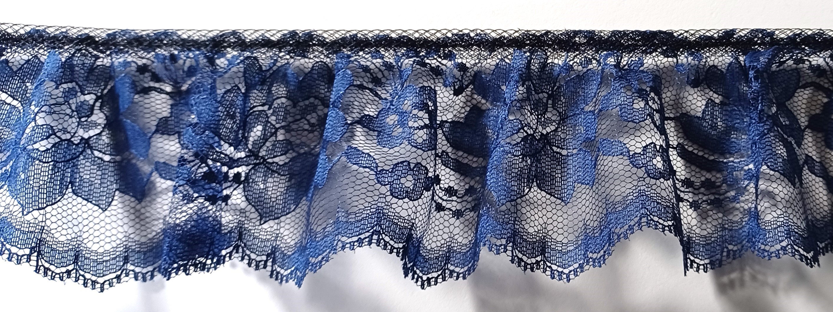 Navy 3" Ruffled Lace