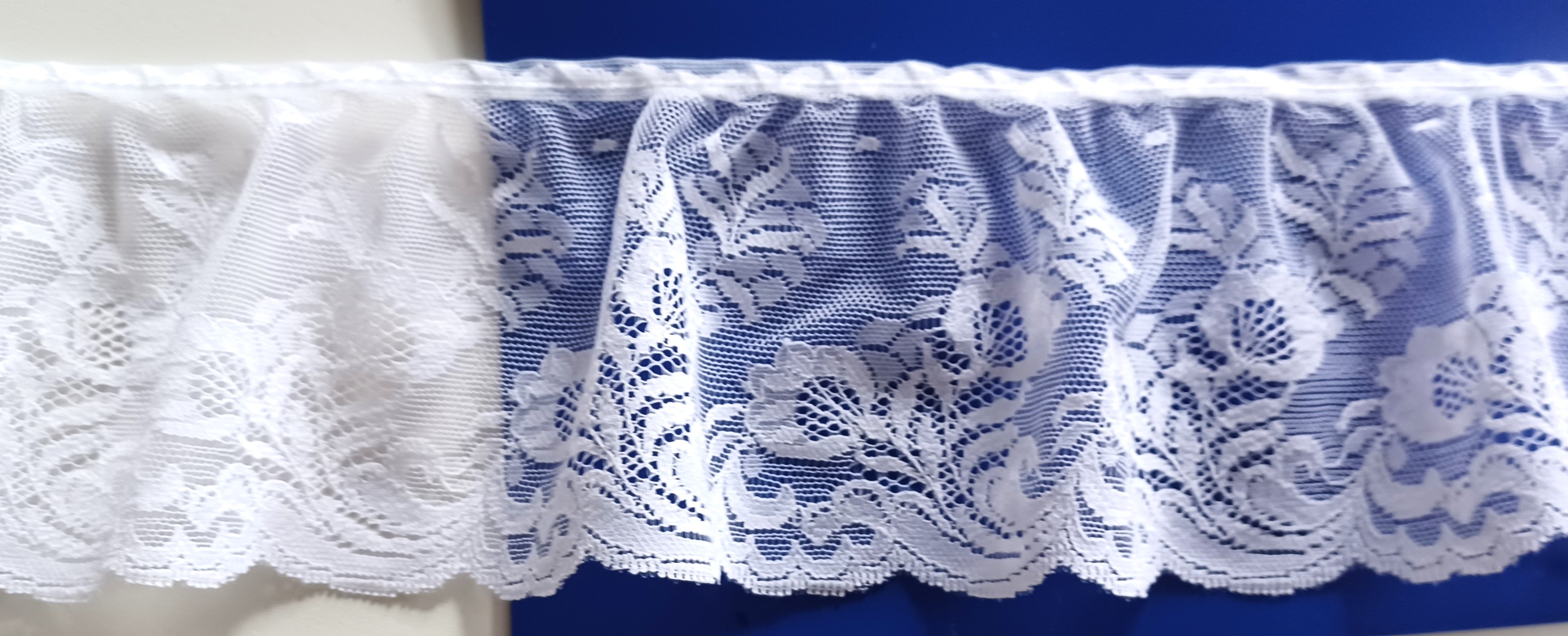 White 3 3/4" Ruffled Lace