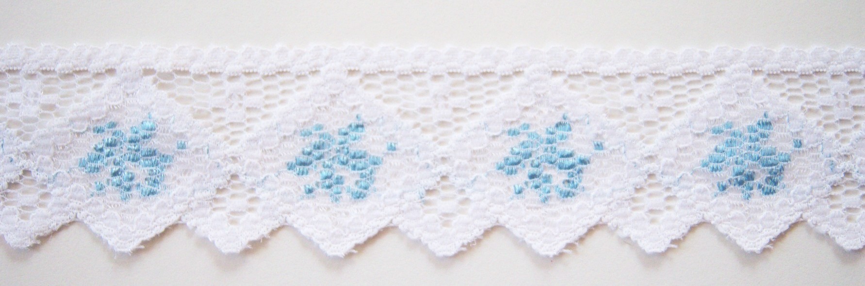 White/Blue 1 5/8" Nylon Lace