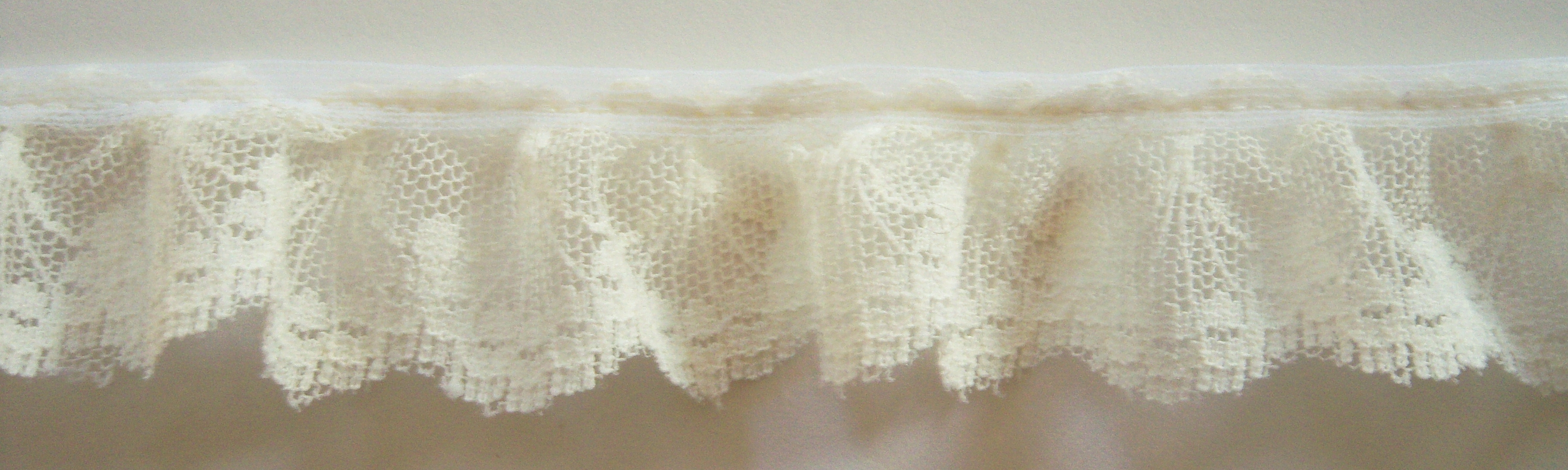 Lt. Ivory 1 1/4" Nylon Gathered Lace