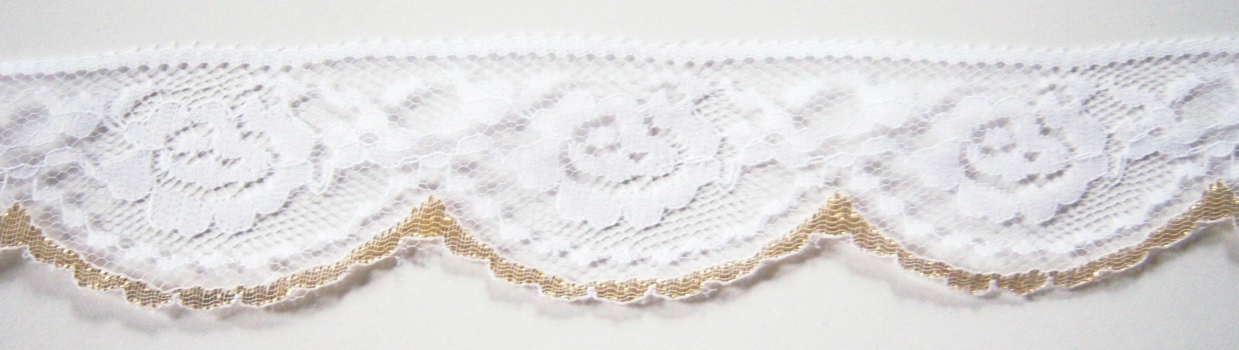 White/Gold 2" Scallop Lace