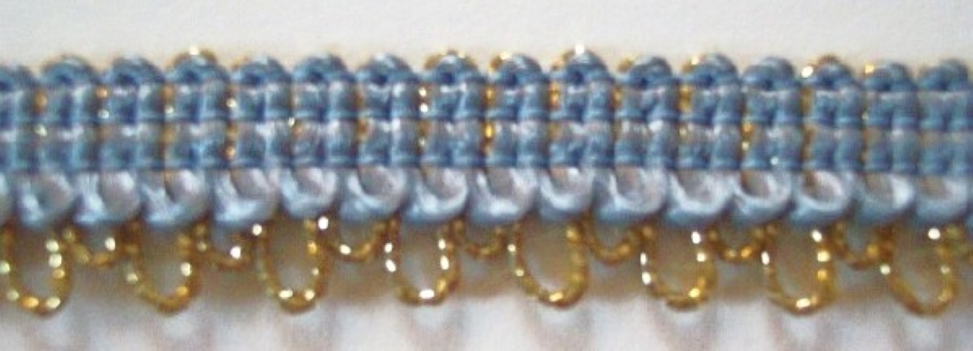 Lake Blue/Gold 9/16" Metallic Loops