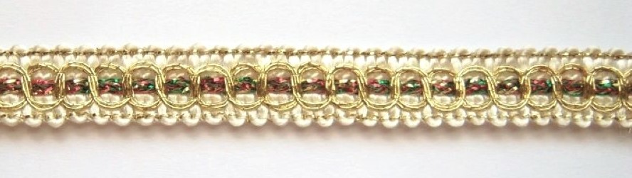 Ivory/Sparkle Red/Green/Gold 7/16" Metallic