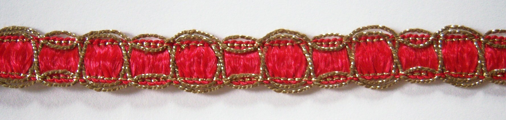 Scarlet/Antique Gold 5/8" Metallic Braid