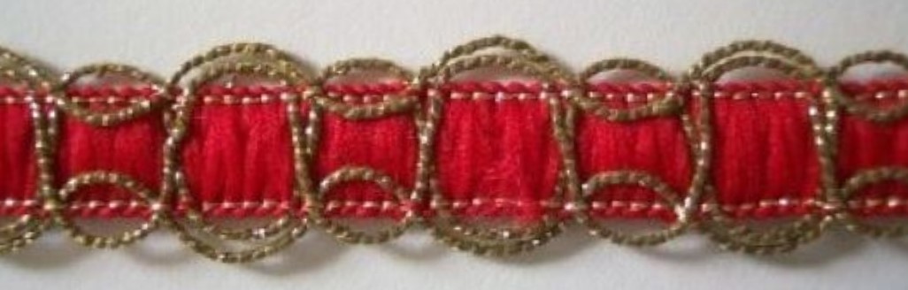 Red/Antique Gold 5/8" Metallic Braid