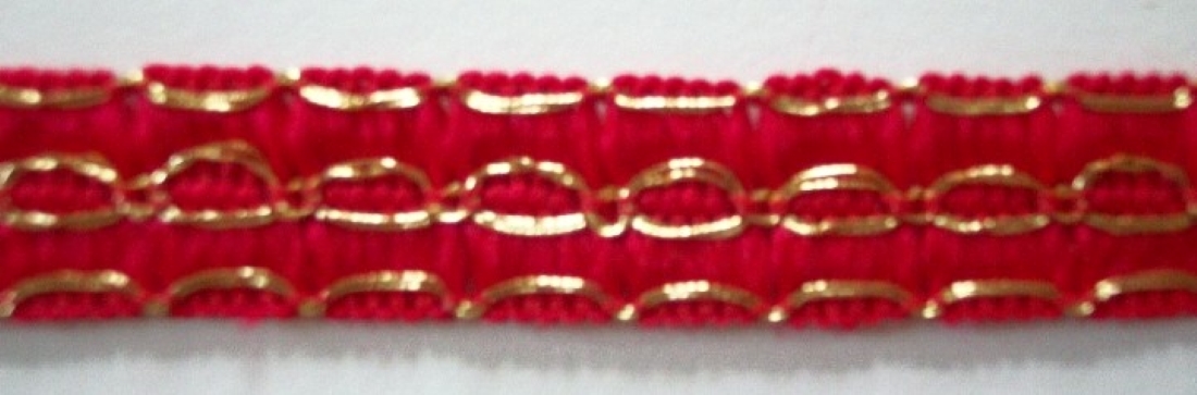 Red Nylon/Gold Metallic 9/16" Braid