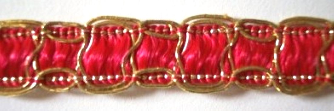 Red Woven/Gold Metallic 5/8" Braid