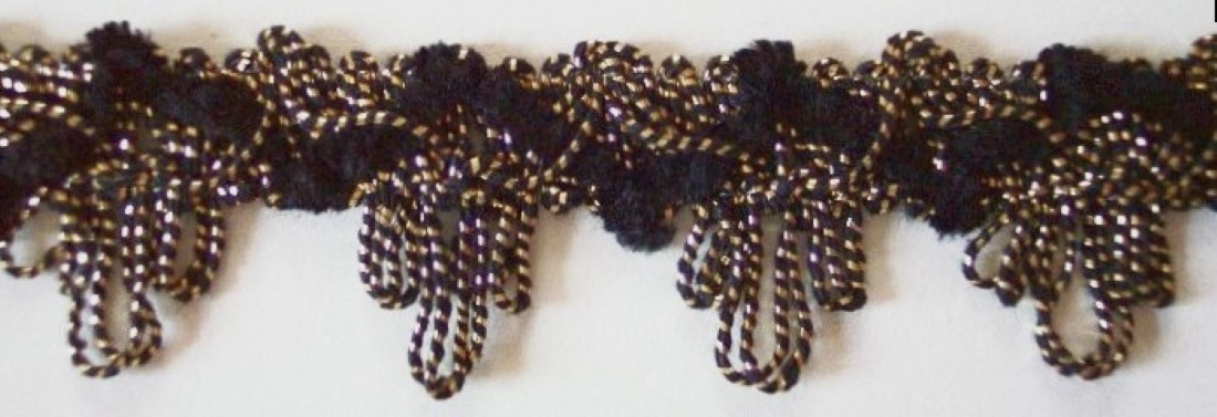 Black Chenille/Gold Trim