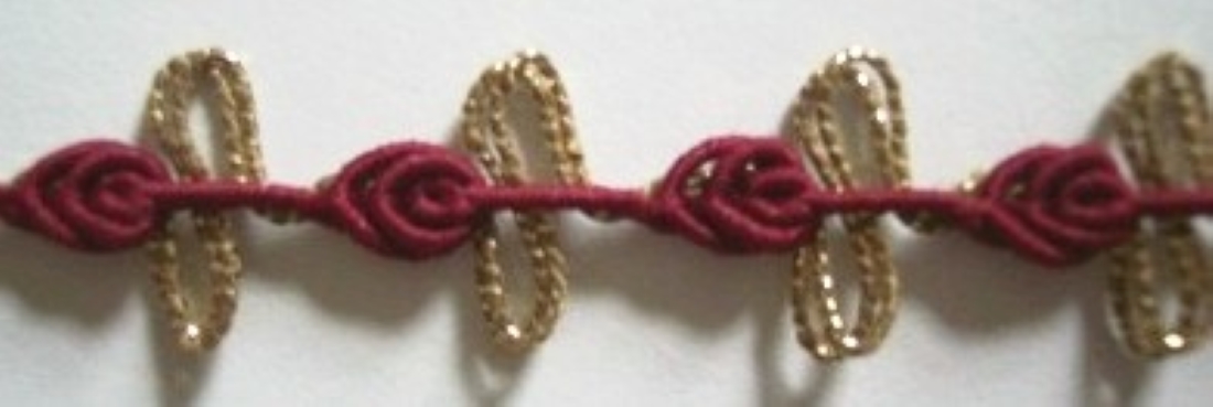 Wine Rosebraid/Gold 11/16" Loops