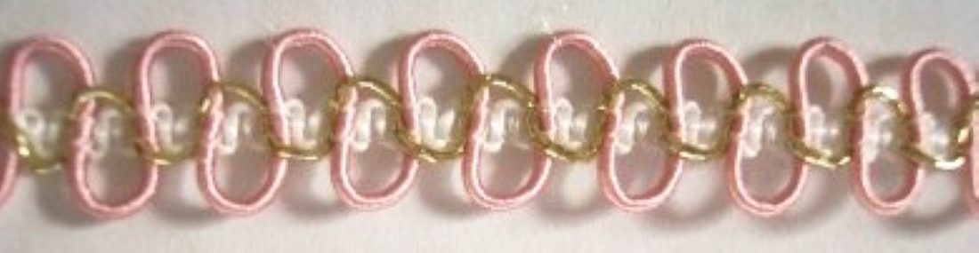 Pink/White/Gold 1/2" Metallic Trim