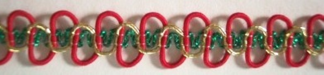 Red Polypro/Sparkle Green/Gold 1/2" Metallic