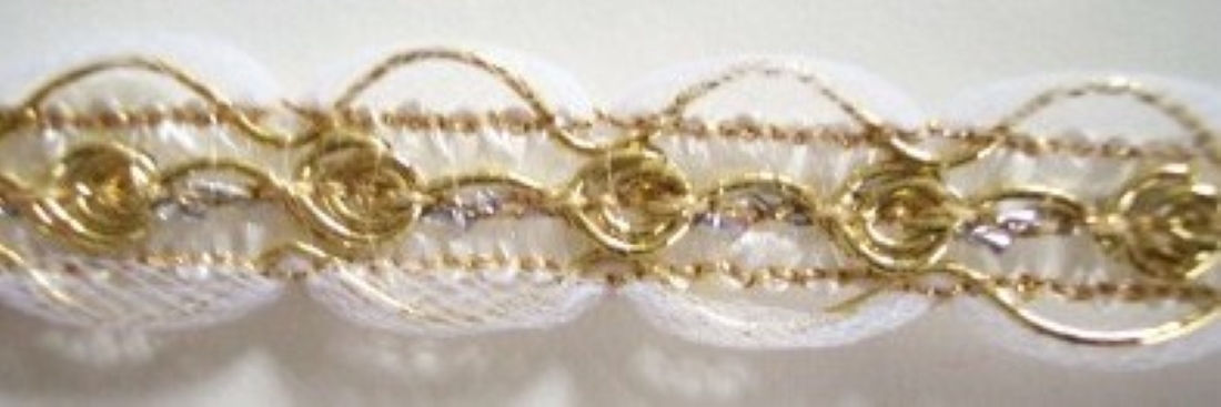 White/Gold/Silver 3/4" Rosebraid