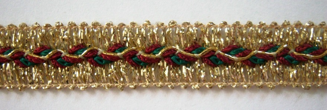 Gold Metallic/Burgundy/Green Center 5/8" Trim