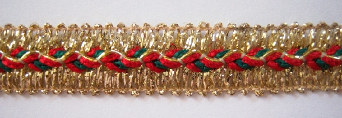 Gold Metallic/Red/Green Center 5/8" Trim