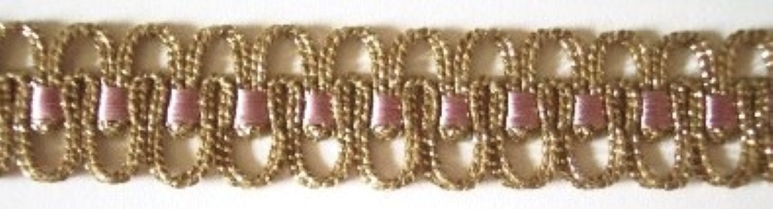 Antique Gold Metallic/Mauve 3/4" Open Trim