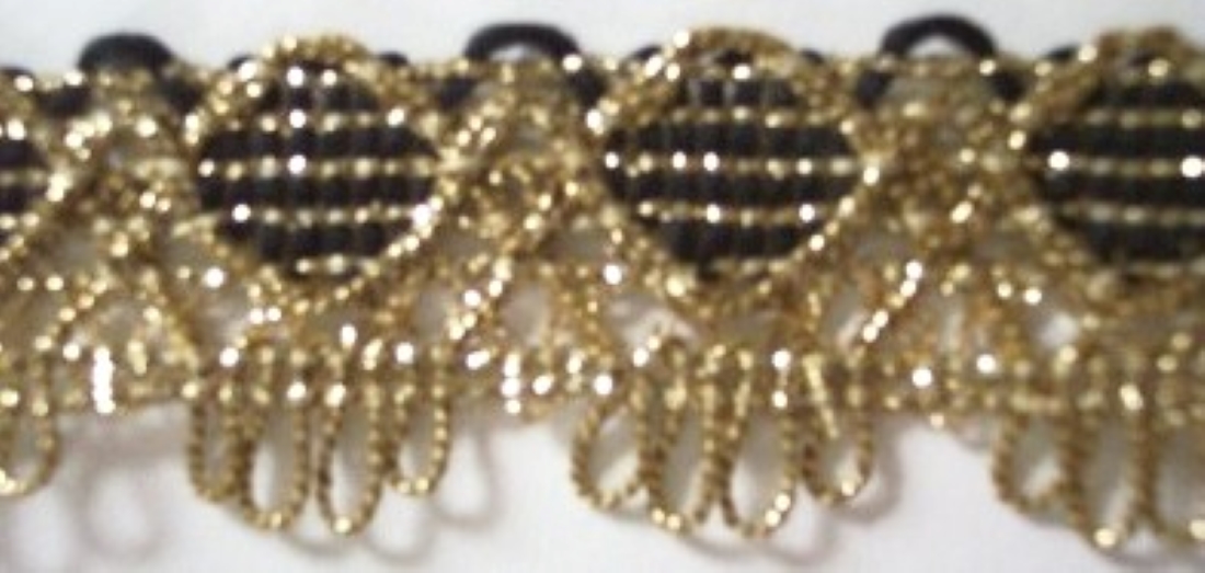 Gold/Black Woven 1" Loops Trim